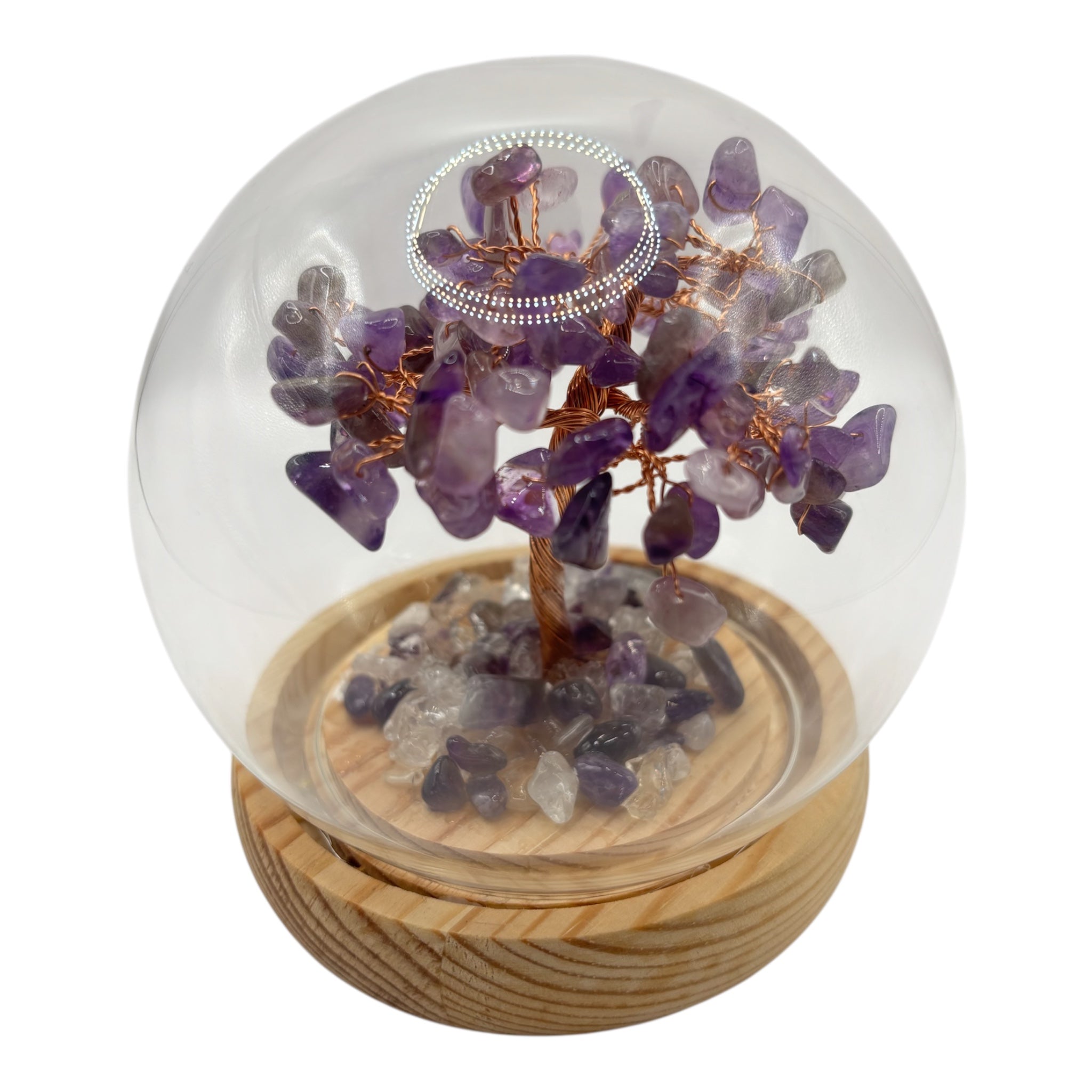 Leuchtender Glücksbringer: Kristall-Geldbaum in eleganter Glaskugel