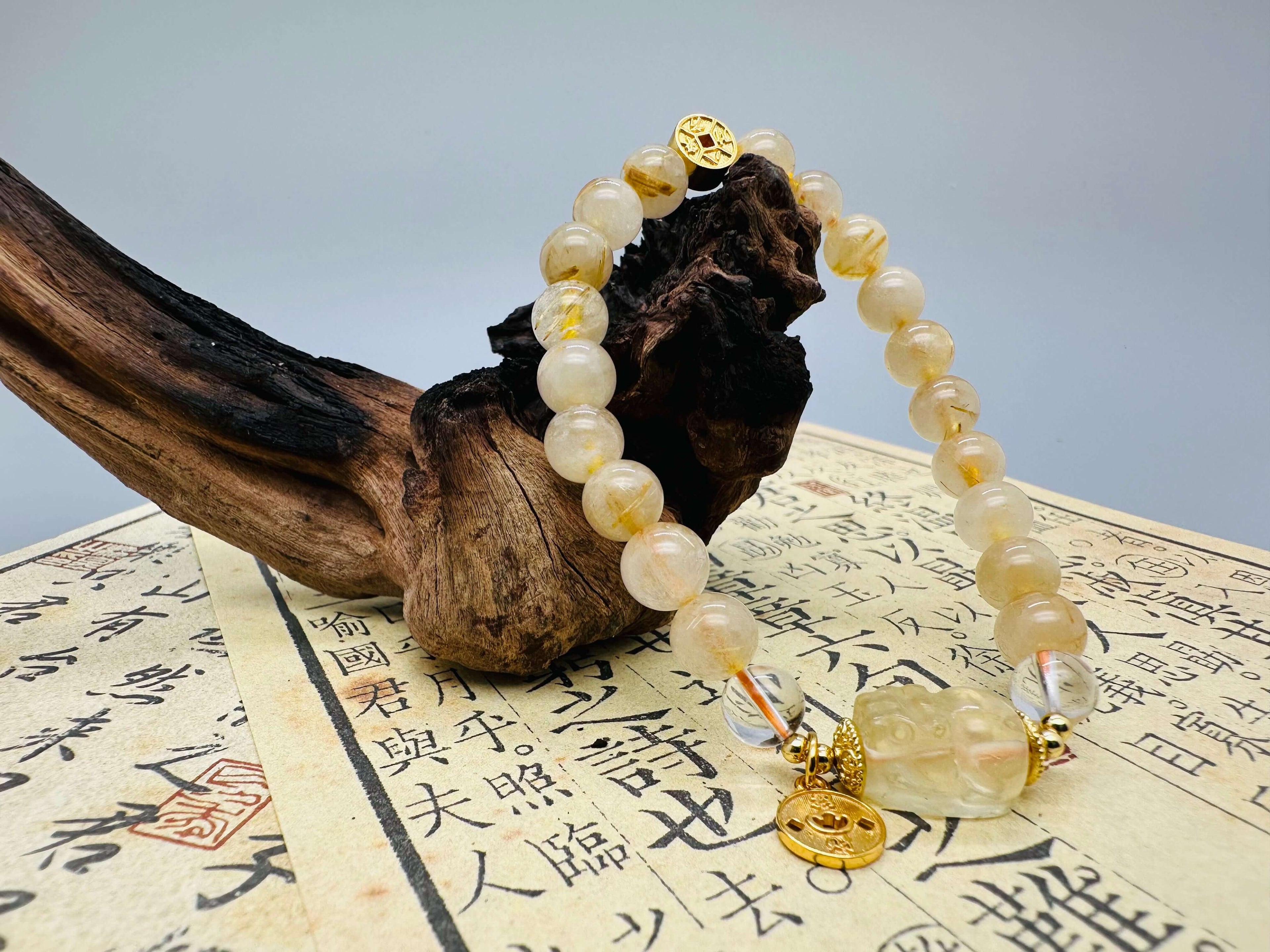 Goldener Kristall-Quarz-Pixiu