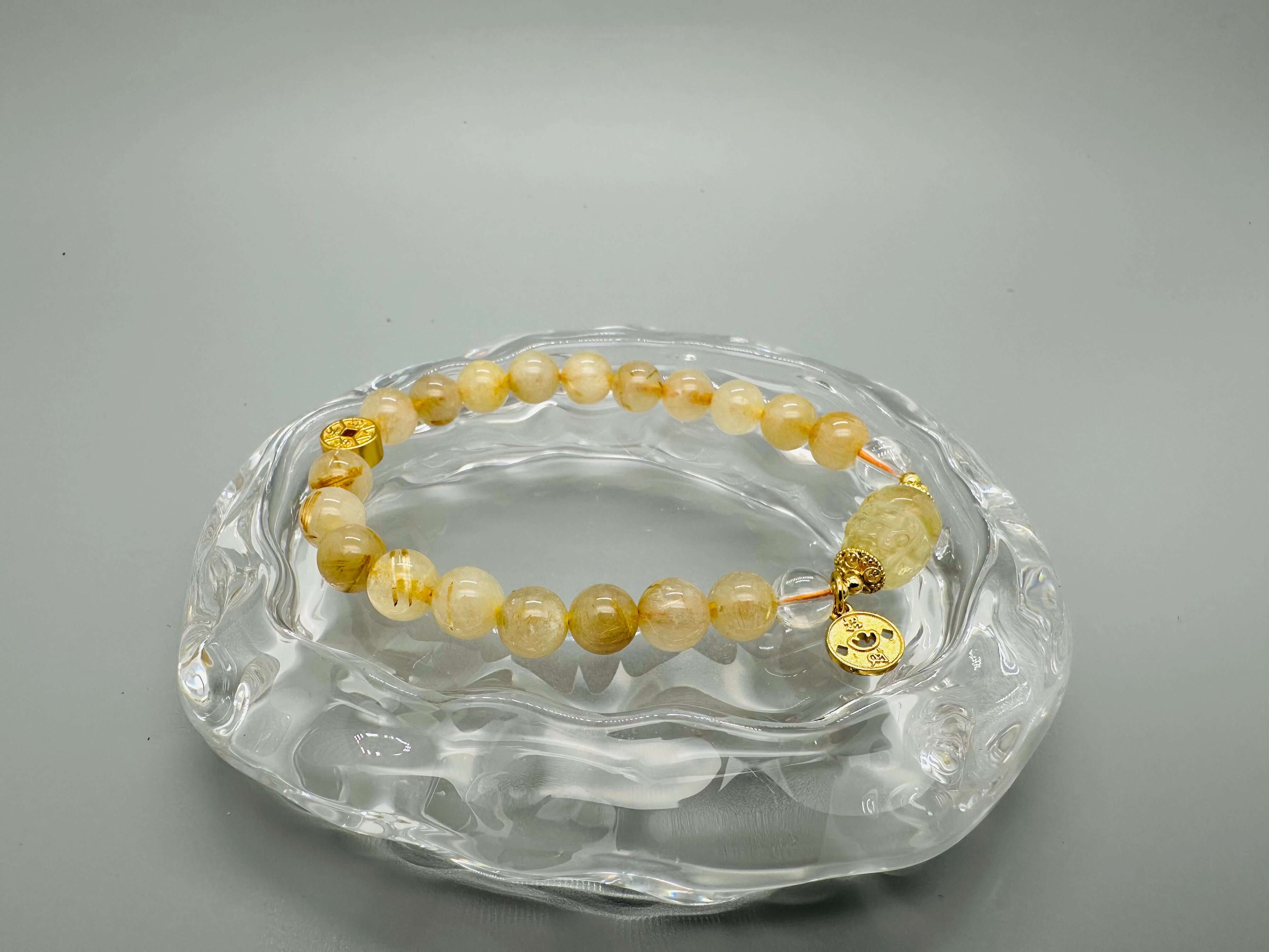 Goldener Kristall-Quarz-Pixiu