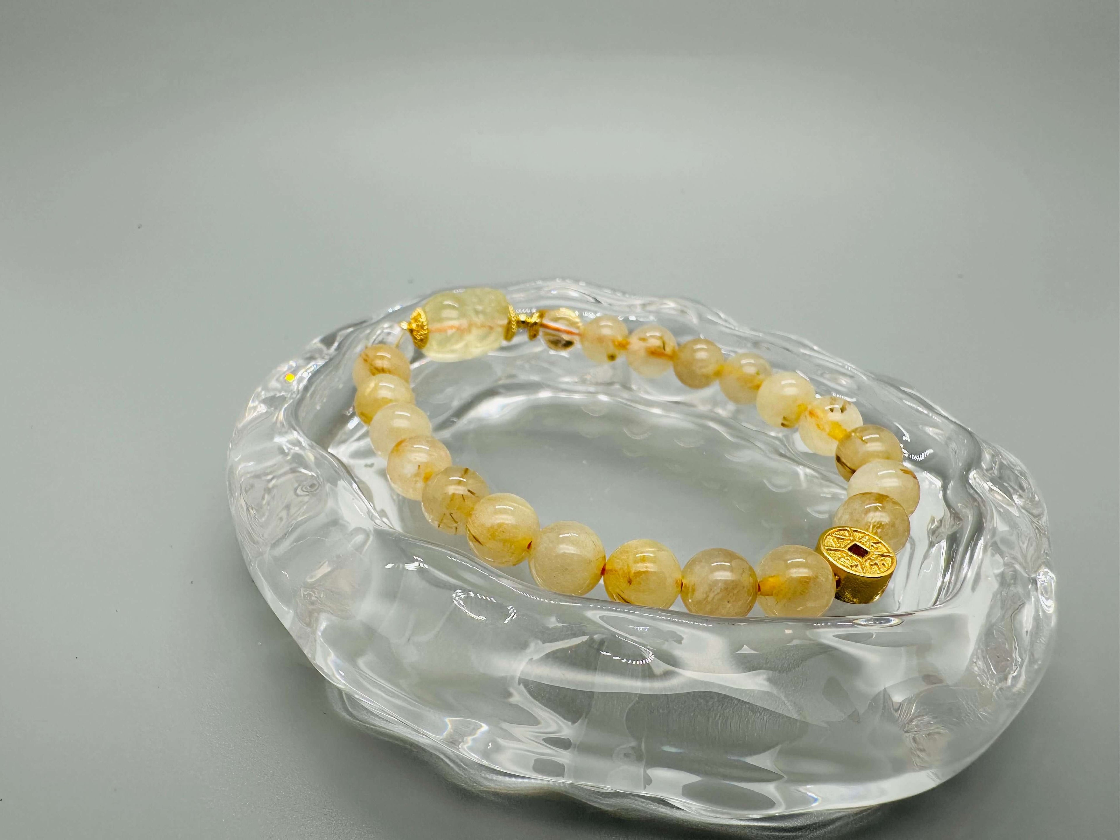 Goldener Kristall-Quarz-Pixiu