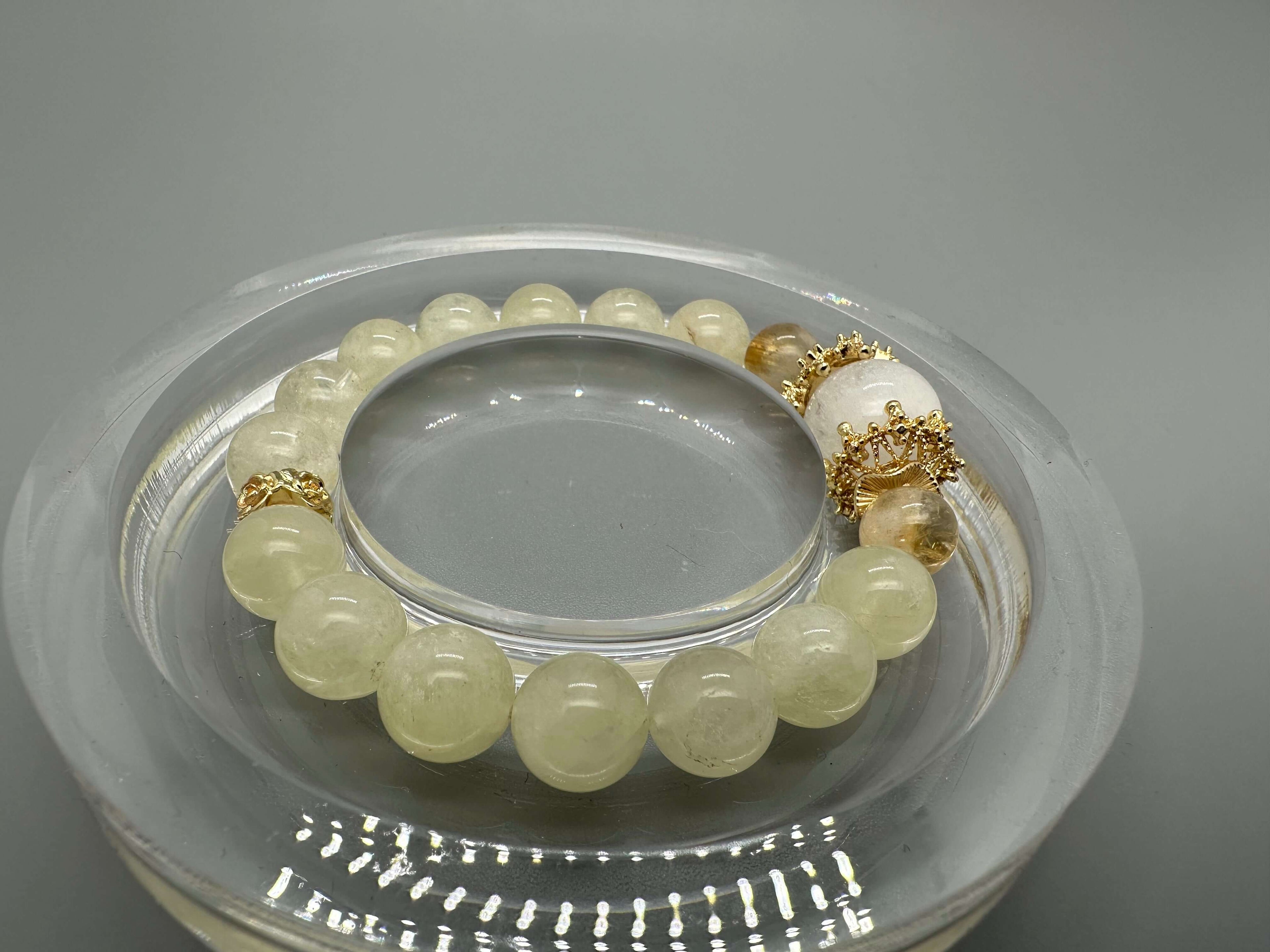 Armband aus Zitronenquarz, weißem Phantomquarz und gelbem Quarz – Freude, Klarheit und Fülle