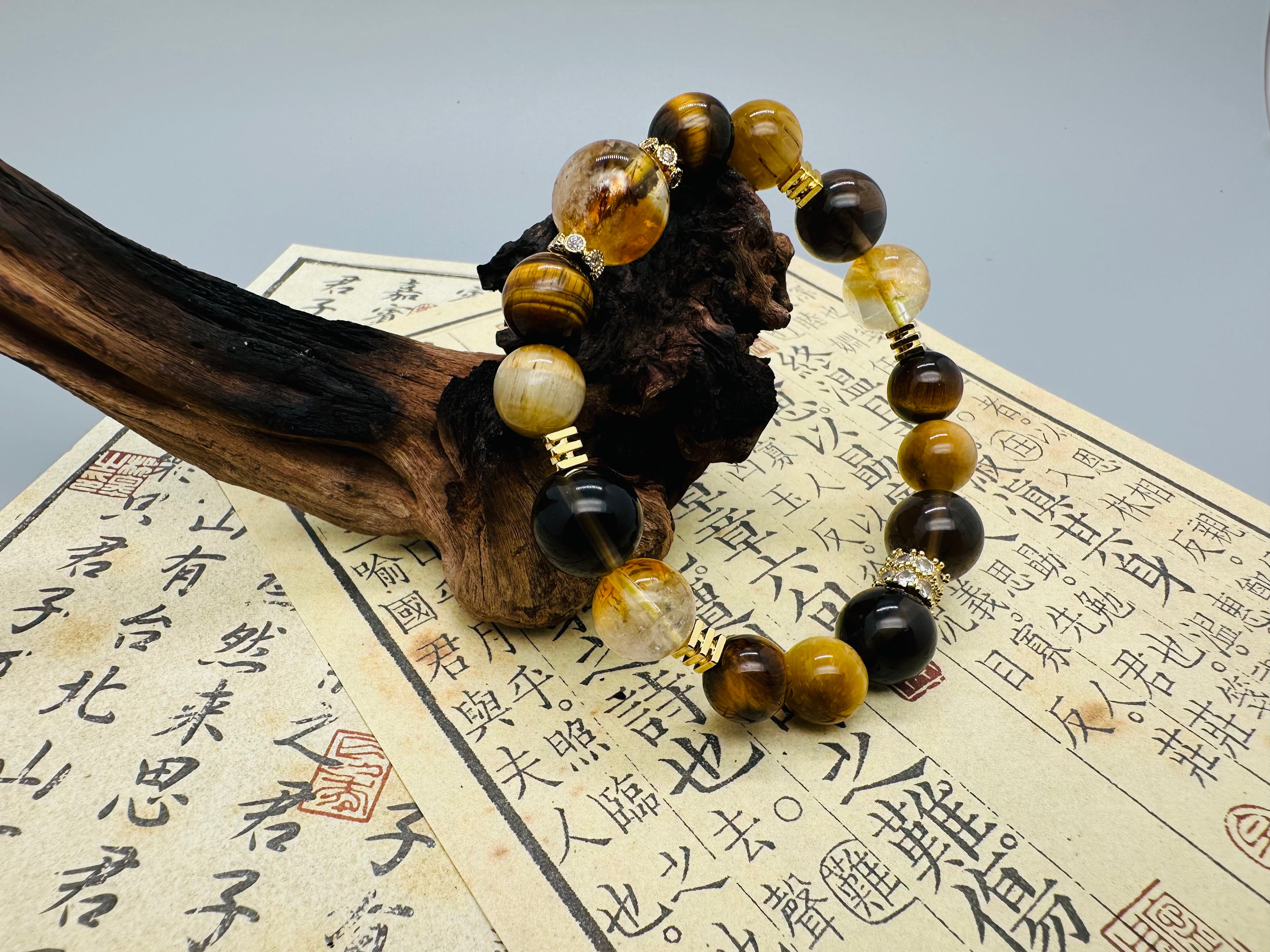 Tigerauge & Citrin Armband – Kraft und Klarheit vereint