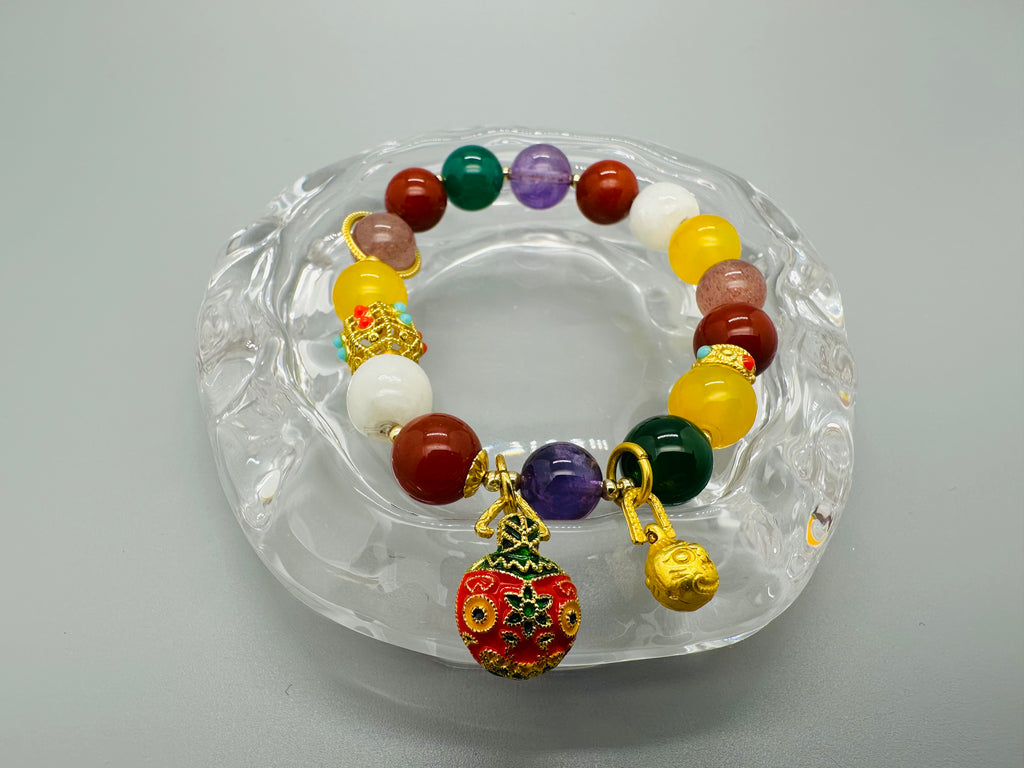 Buntes Glücksarmband mit 吞金兽 – Dein Talisman für Reichtum & Schutz