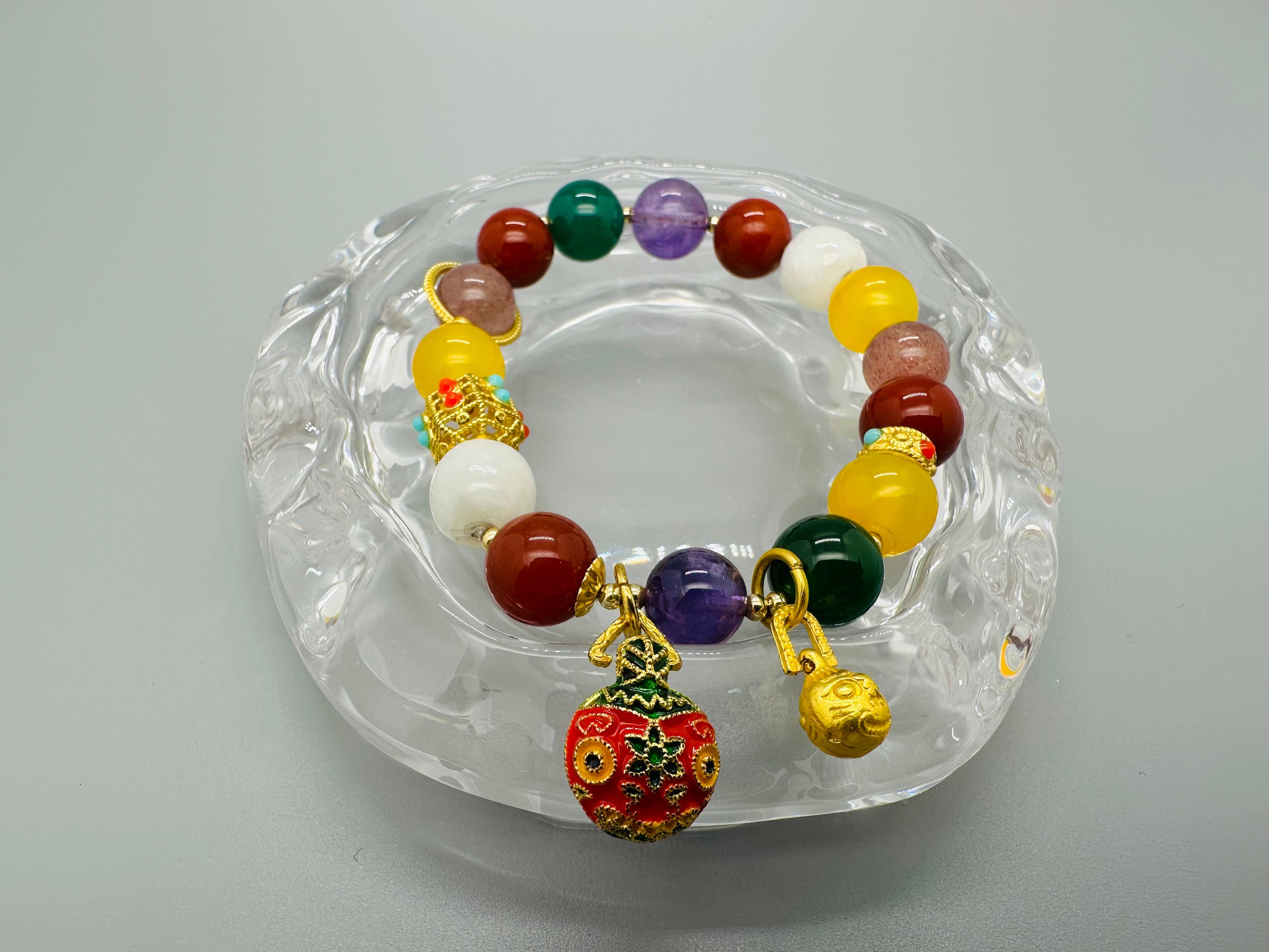 Buntes Glücksarmband mit 吞金兽 – Dein Talisman für Reichtum & Schutz