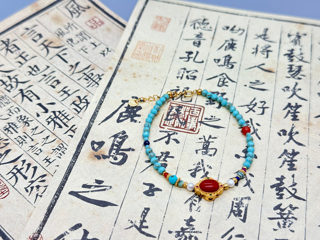 Handgefertigtes Armband mit Türkis und rotem Jaspis – Schutz, Heilung & Harmonie