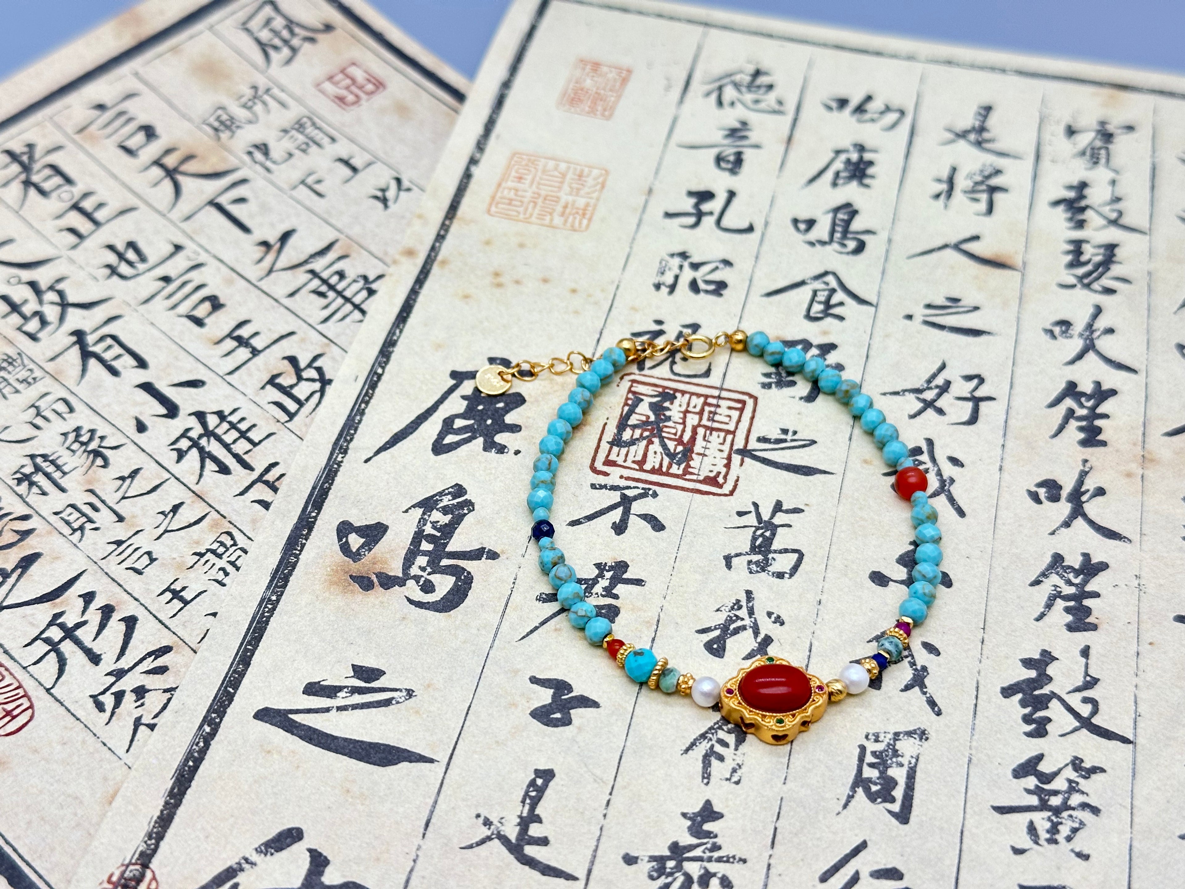 Handgefertigtes Armband mit Türkis und rotem Jaspis – Schutz, Heilung & Harmonie