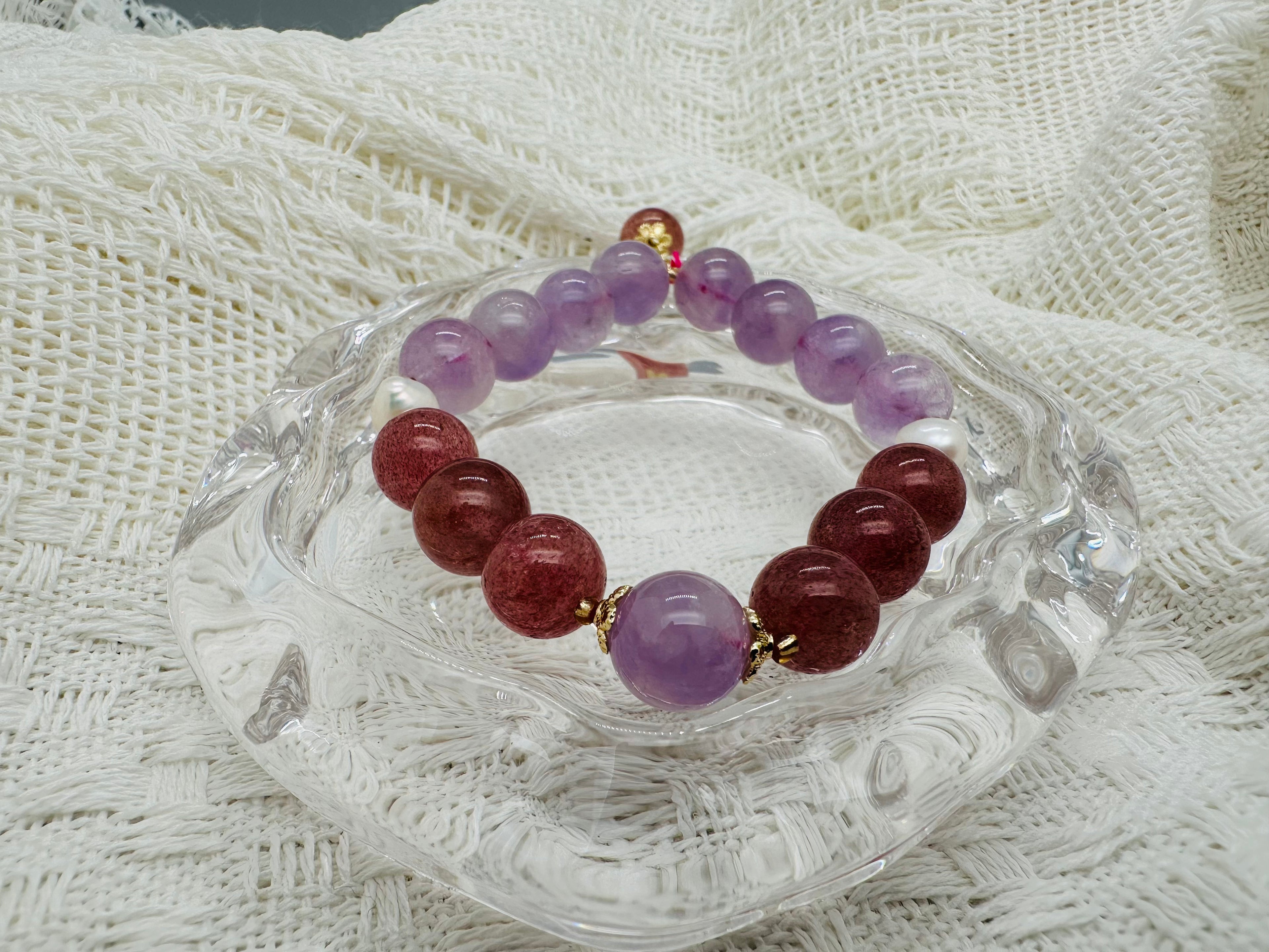 Amethyst Strawberry Crystal Pearl Bracelet