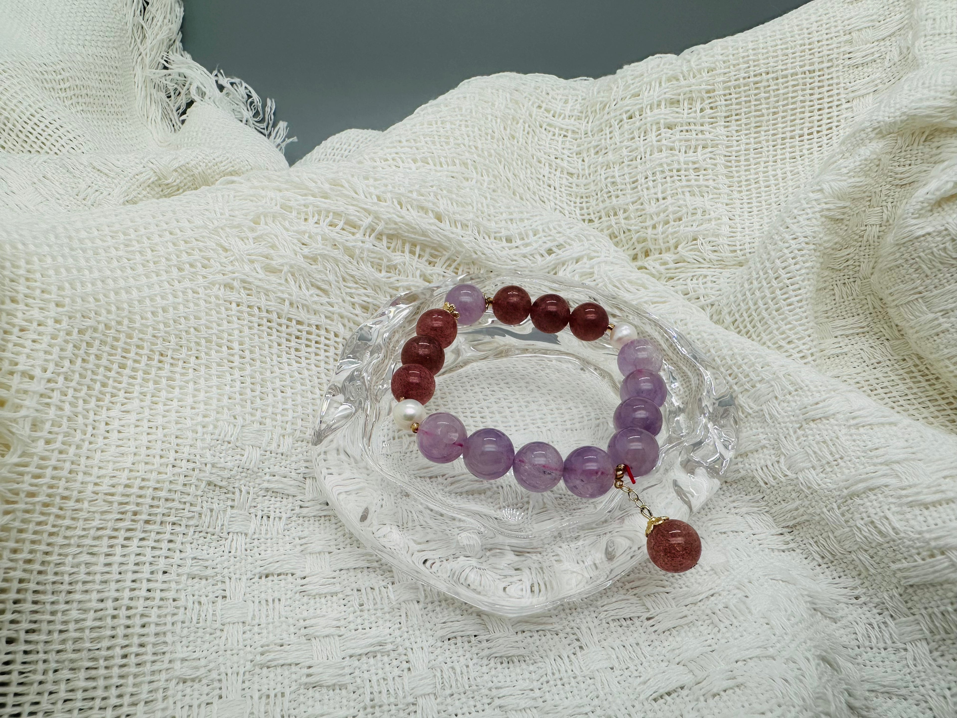 Amethyst Strawberry Crystal Pearl Bracelet