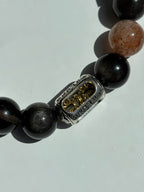 Funkelnder Silberobsidian & Gold-Super 7 Armband – Edle Energie & Eleganz