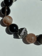 Funkelnder Silberobsidian & Gold-Super 7 Armband – Edle Energie & Eleganz