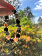 Funkelnder Silberobsidian & Gold-Super 7 Armband – Edle Energie & Eleganz