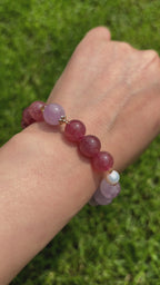 Amethyst Strawberry Crystal Pearl Bracelet
